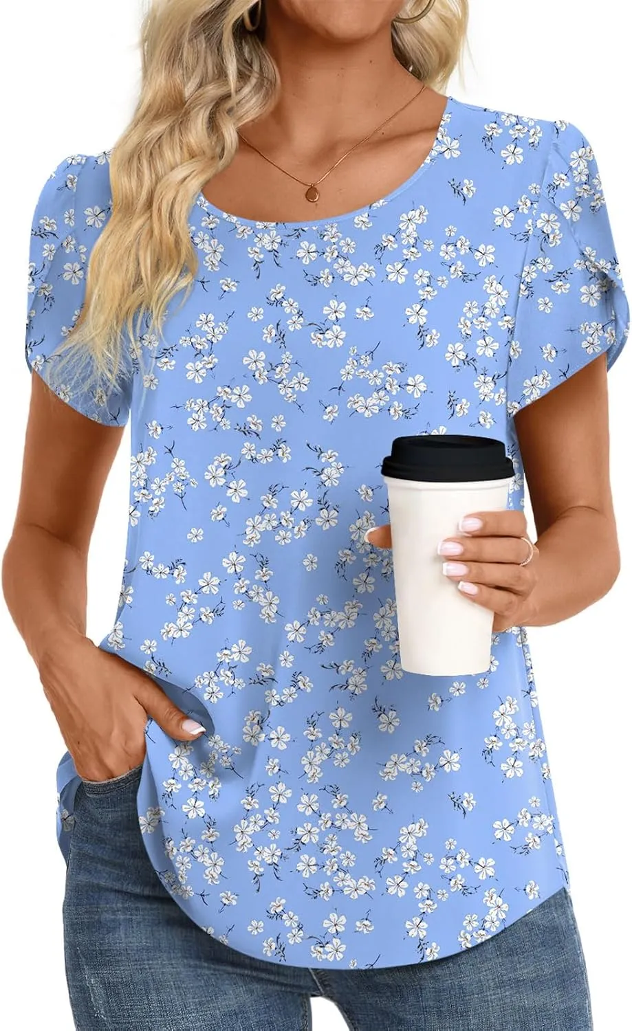 HOTGIFT Women Tops 2025 Summer Short Sleeve Chiffon T Shirts Blouse M-3XL
