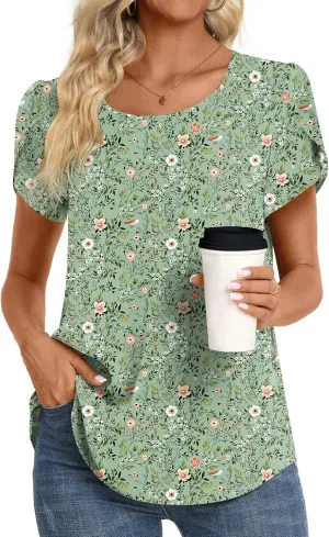 HOTGIFT Women Tops 2025 Summer Short Sleeve Chiffon T Shirts Blouse M-3XL