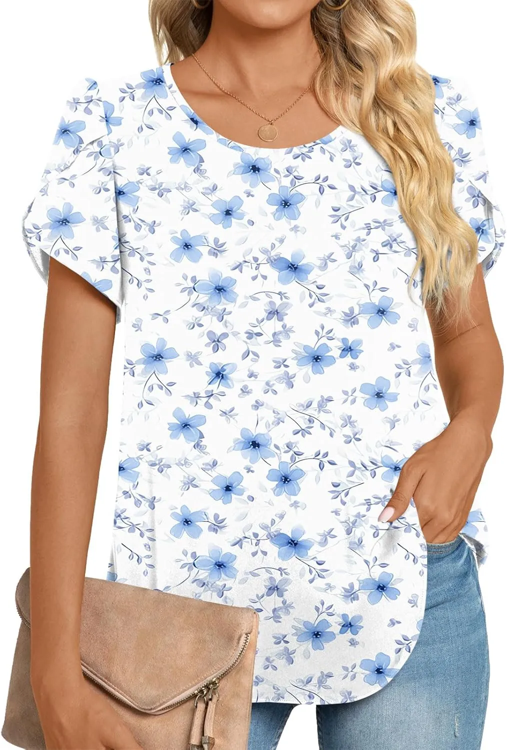 HOTGIFT Women Tops 2025 Summer Short Sleeve Chiffon T Shirts Blouse M-3XL