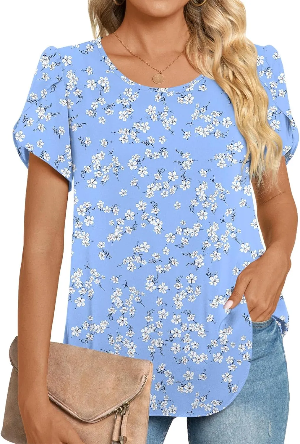 HOTGIFT Women Tops 2025 Summer Short Sleeve Chiffon T Shirts Blouse M-3XL
