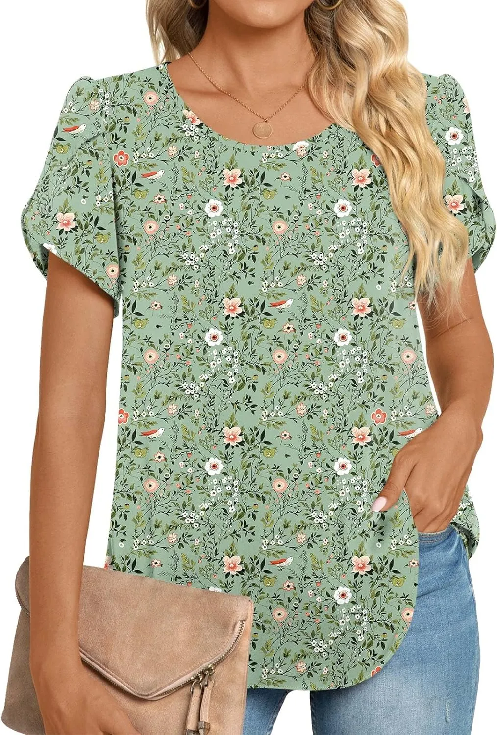 HOTGIFT Women Tops 2025 Summer Short Sleeve Chiffon T Shirts Blouse M-3XL