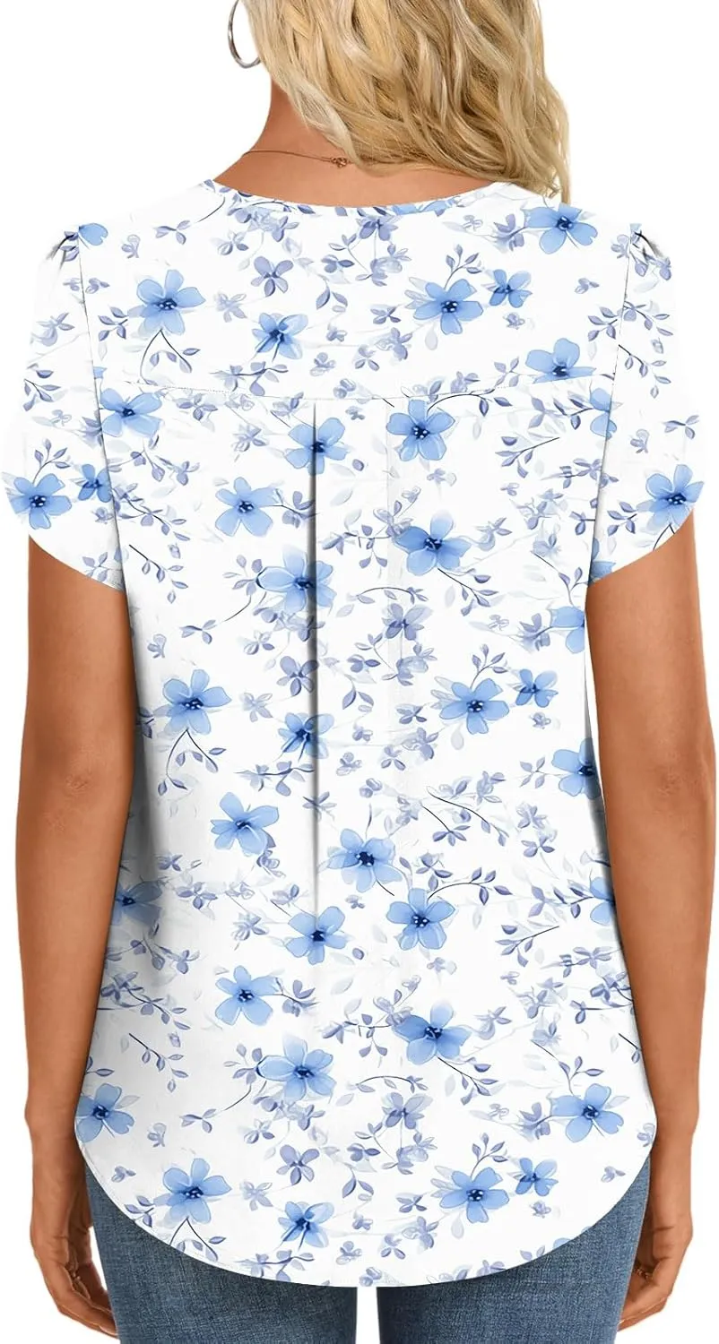 HOTGIFT Women Tops 2025 Summer Short Sleeve Chiffon T Shirts Blouse M-3XL