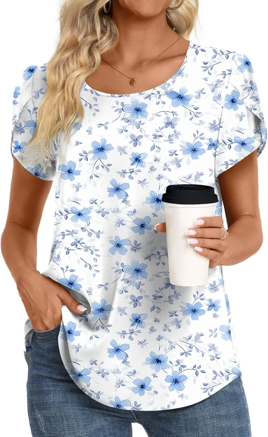 HOTGIFT Women Tops 2025 Summer Short Sleeve Chiffon T Shirts Blouse M-3XL