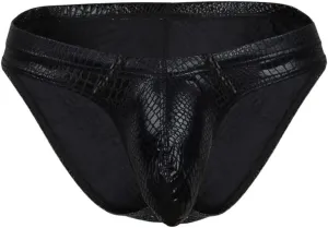 HSQSMWJ Men's Thong Faux Leather Briefs Bikinis Gay Jock Straps Bulge Underwear