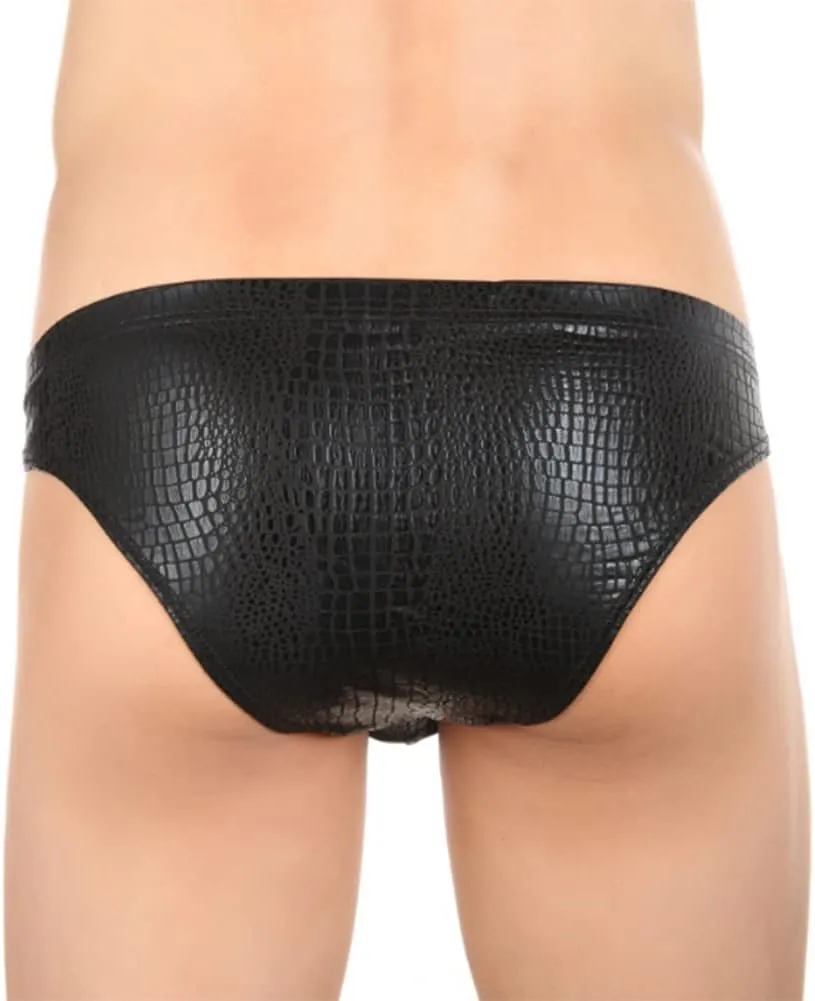 HSQSMWJ Men's Thong Faux Leather Briefs Bikinis Gay Jock Straps Bulge Underwear