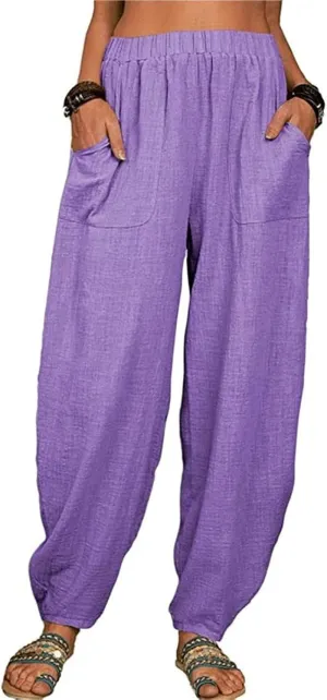 Instantliy Harem Pants, Loose Cotton Linen Casual Harem Pants, Linen Pants Women, Harem Pants Women