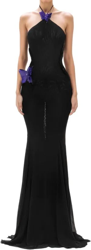 ISZPLUSH Women's Sleeveless All Mesh Dress Sexy Mini Tassel Cut Out See Through Dress High Slit Ruffle Hem Mesh Club Outfit