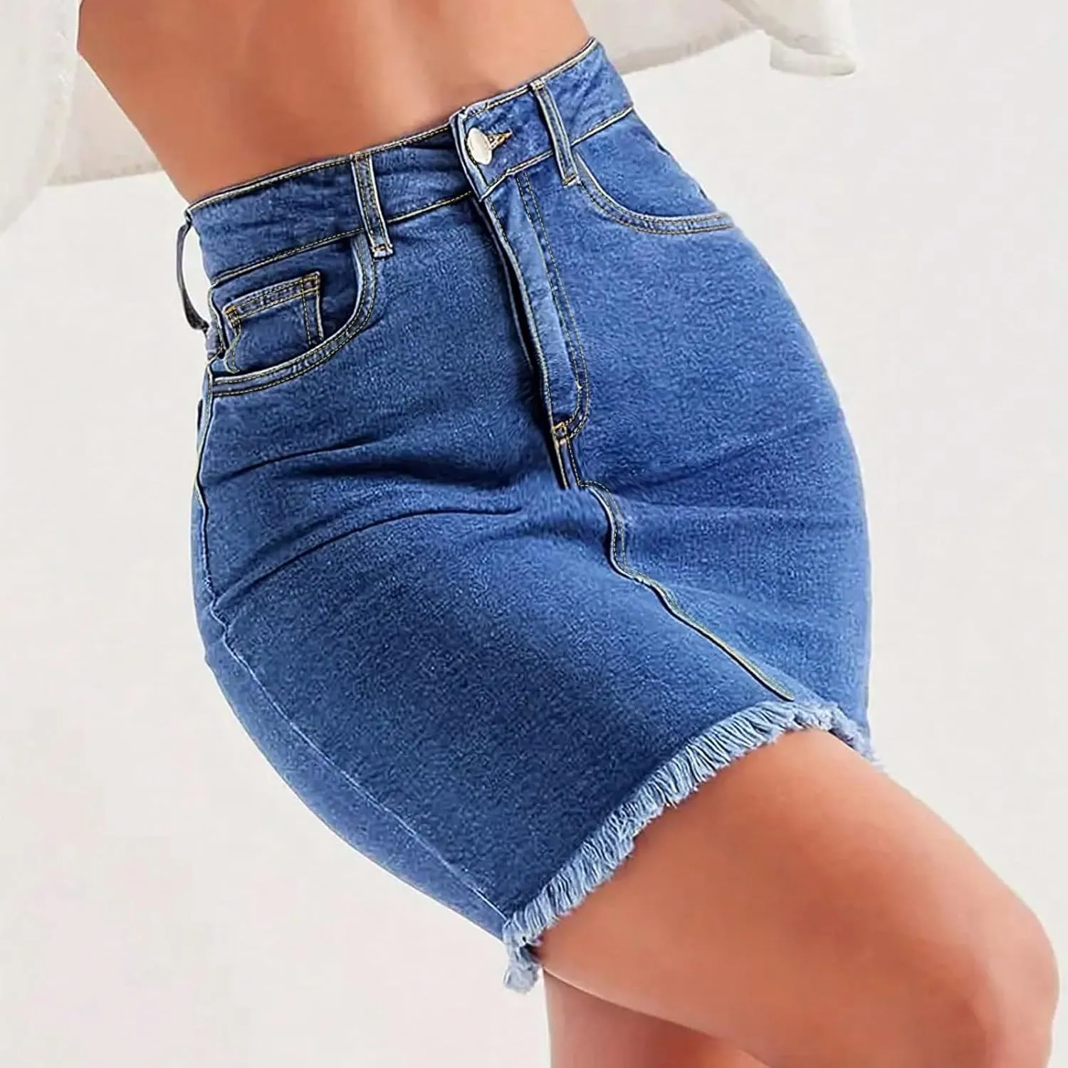 Jean Skirts for Women Denim High Waisted Short Mini Skirt Summer Casual Frayed Hem Cute Jeans Skirts 2025