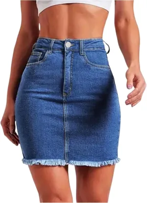 Jean Skirts for Women Denim High Waisted Short Mini Skirt Summer Casual Frayed Hem Cute Jeans Skirts 2025