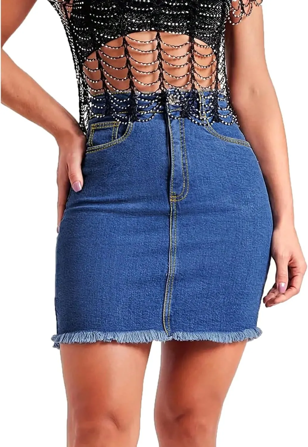 Jean Skirts for Women Denim High Waisted Short Mini Skirt Summer Casual Frayed Hem Cute Jeans Skirts 2025