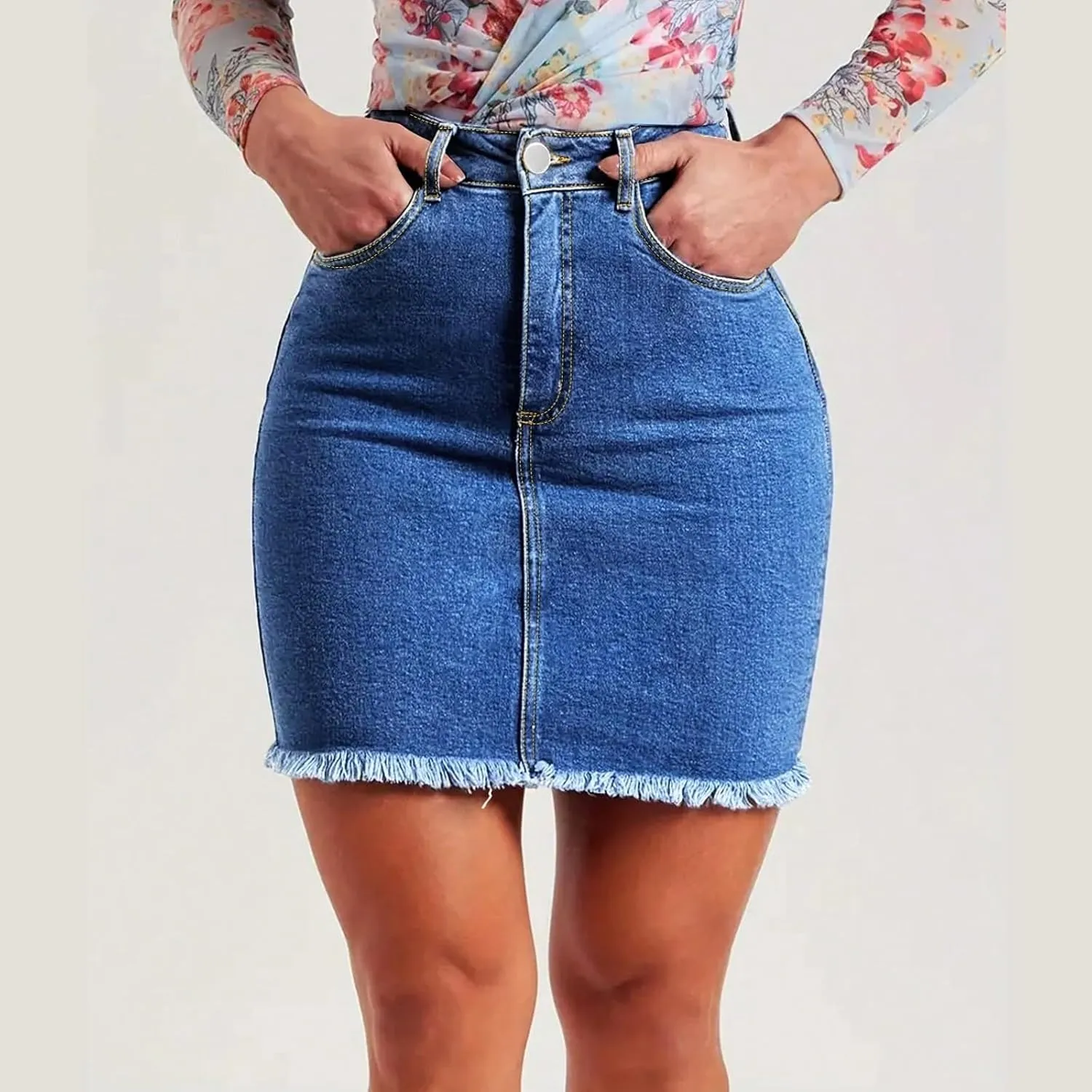 Jean Skirts for Women Denim High Waisted Short Mini Skirt Summer Casual Frayed Hem Cute Jeans Skirts 2025