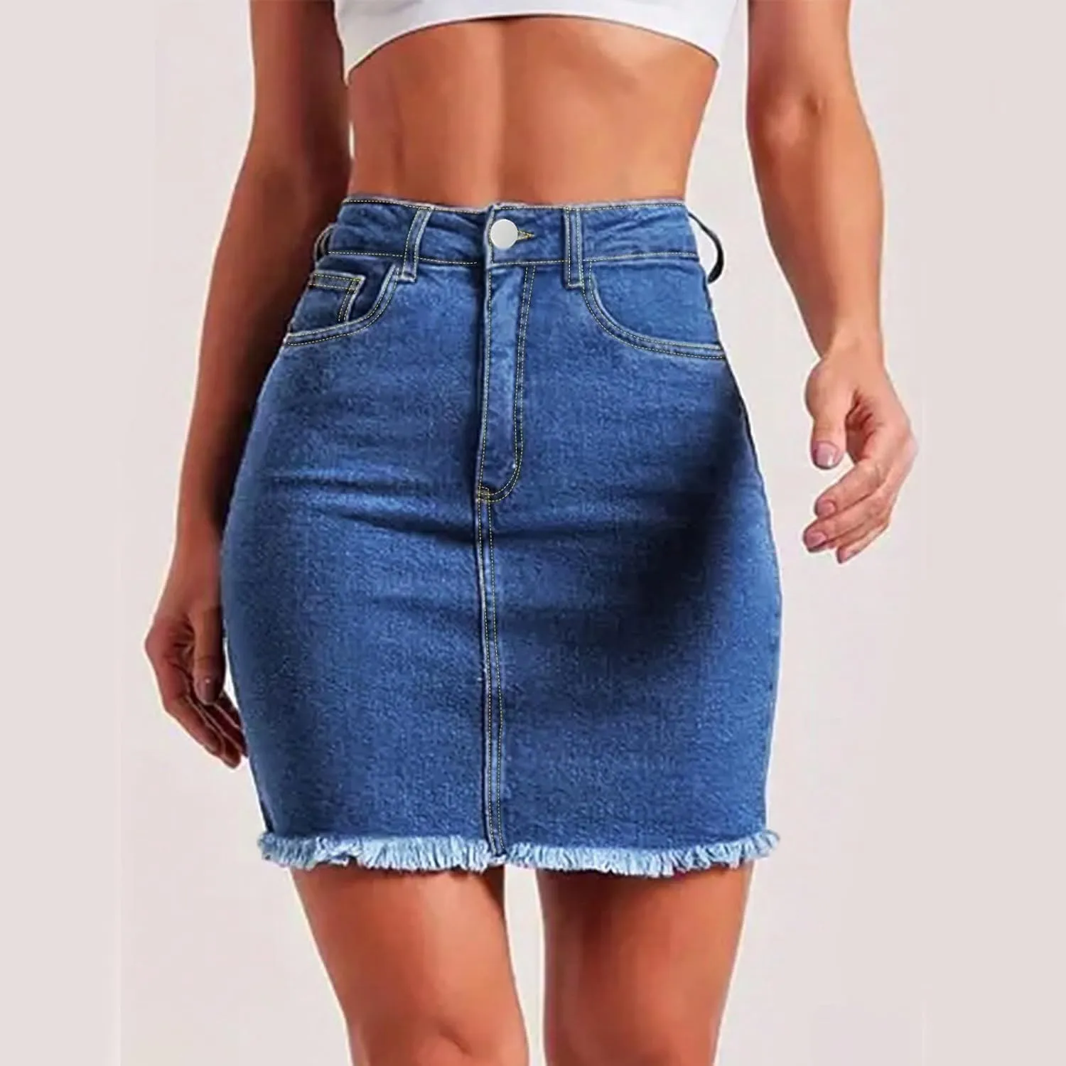 Jean Skirts for Women Denim High Waisted Short Mini Skirt Summer Casual Frayed Hem Cute Jeans Skirts 2025