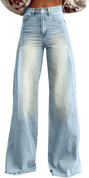 Jeans Women Cargo, Flare Jeans Petite Baggy High Waisted 2025 Trendy Wide Leg Summer Trousers Stretchy