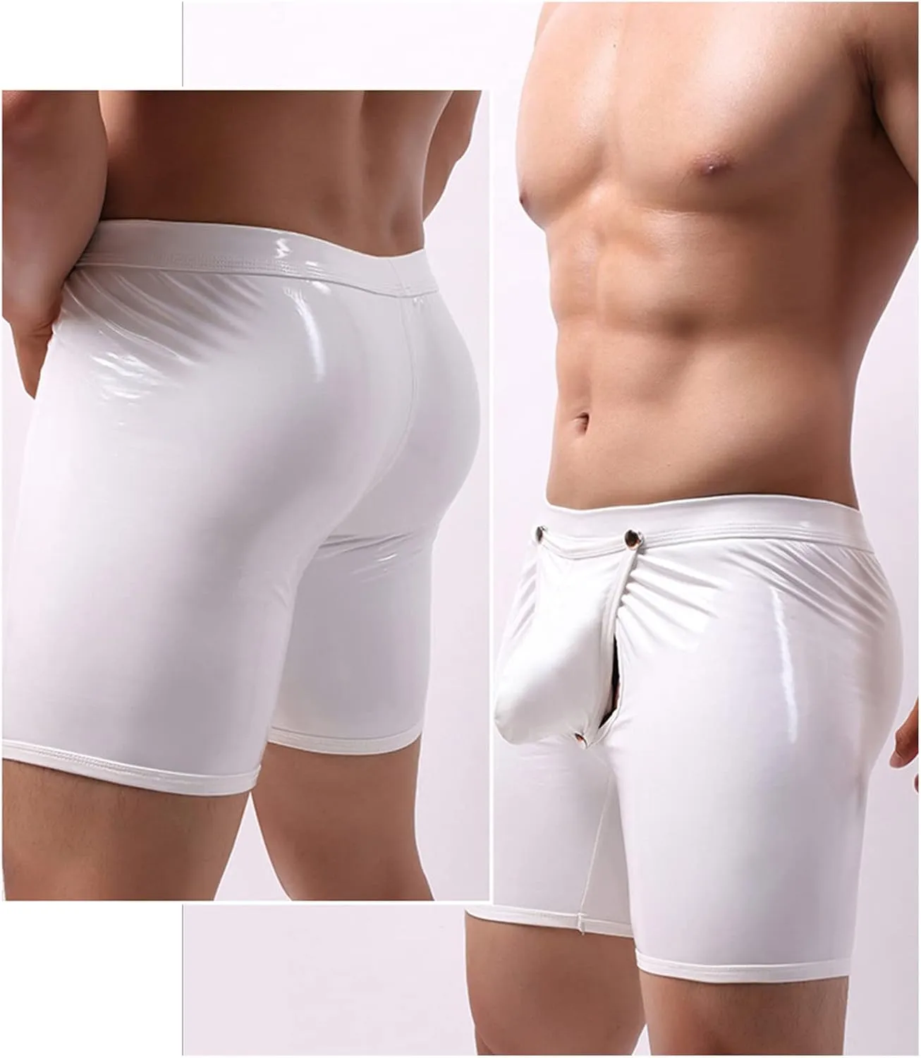 JEShifangjiusu Mens Metallic Shiny Leather Underwear Sexy Boxer Briefs Underpant Bulge Pouch Boxer Shorts Briefs Bikinis