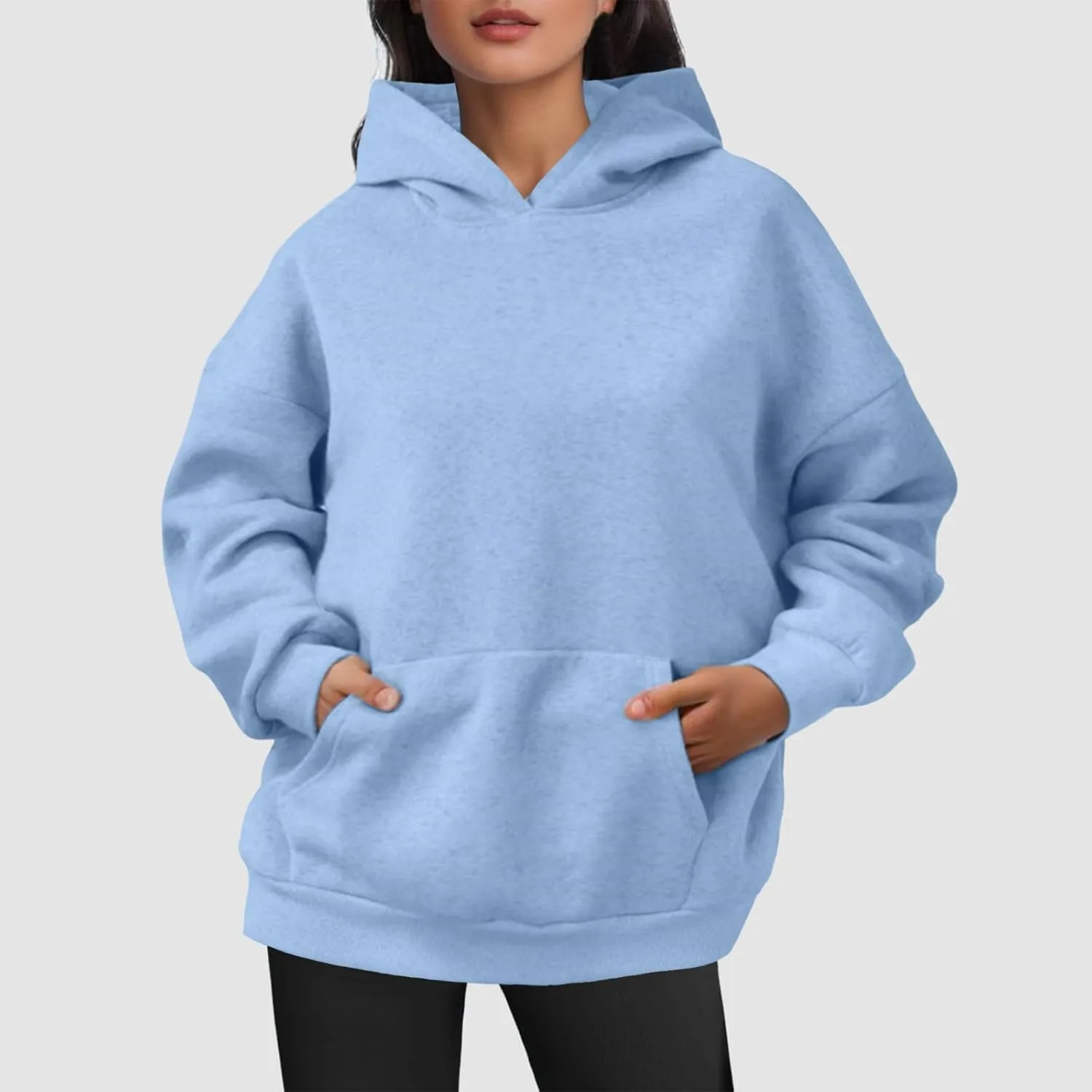 JiXiang Pink Hoodie Womens Oversized Hoodies Fleece Sweatshirts Long Sleeve Sweaters Pullover Fall Clothes with Pocket