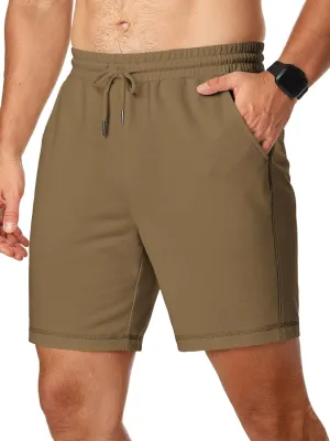 JMIERR Mens Gym Shorts Cotton 7" Running Comfy Workout Shorts Zipper Pocket Sweat Shorts