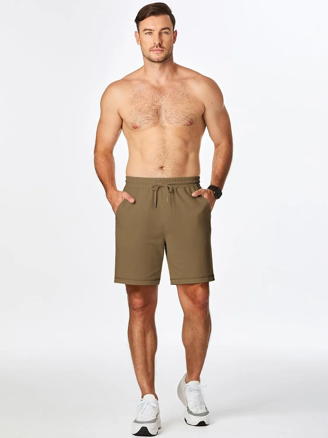 JMIERR Mens Gym Shorts Cotton 7" Running Comfy Workout Shorts Zipper Pocket Sweat Shorts
