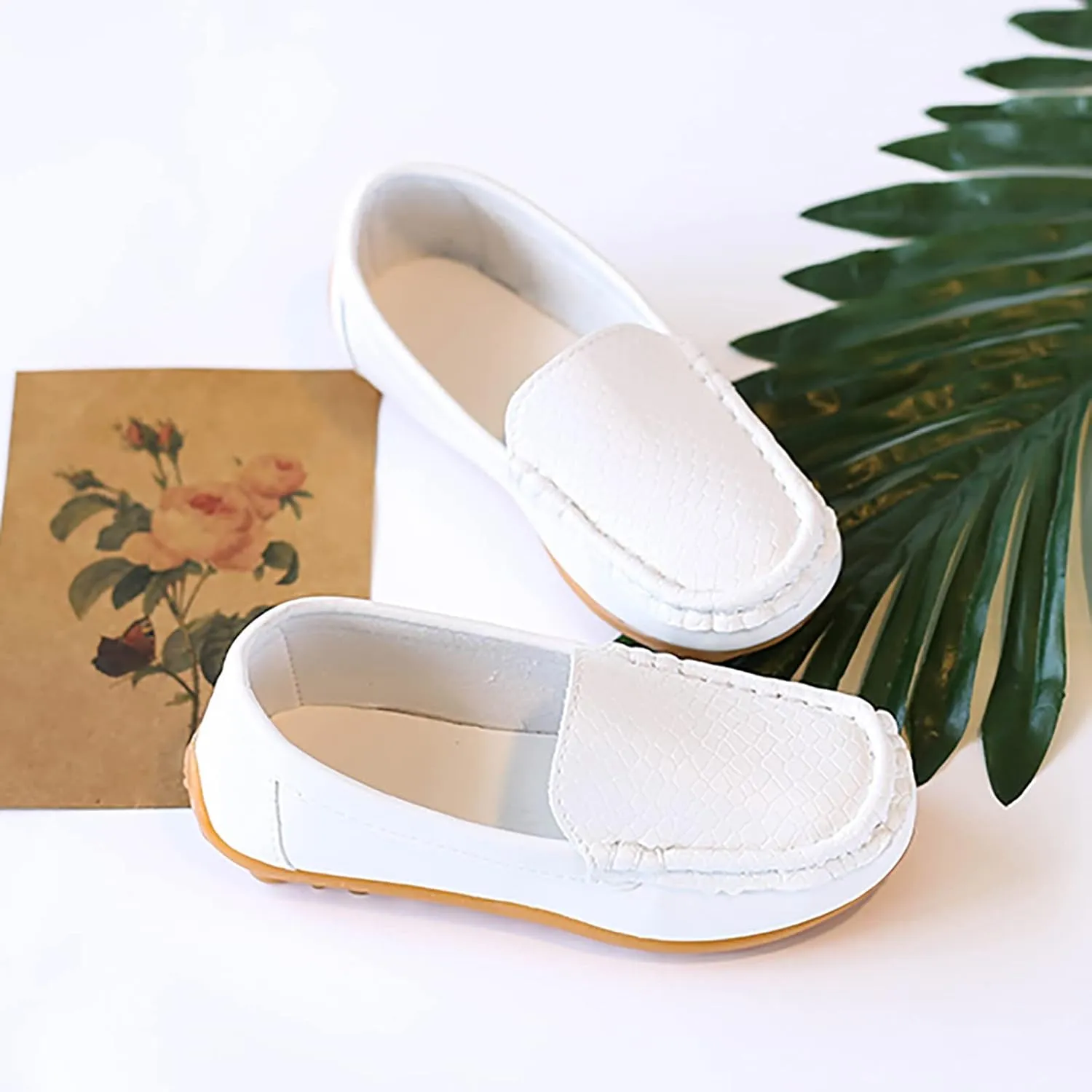 Kids Toddlers Boys Girls Leather Slip On Loafers Moccasi Boat Dress Shoes Comfort Flat Casual Shoes Formal Shoes