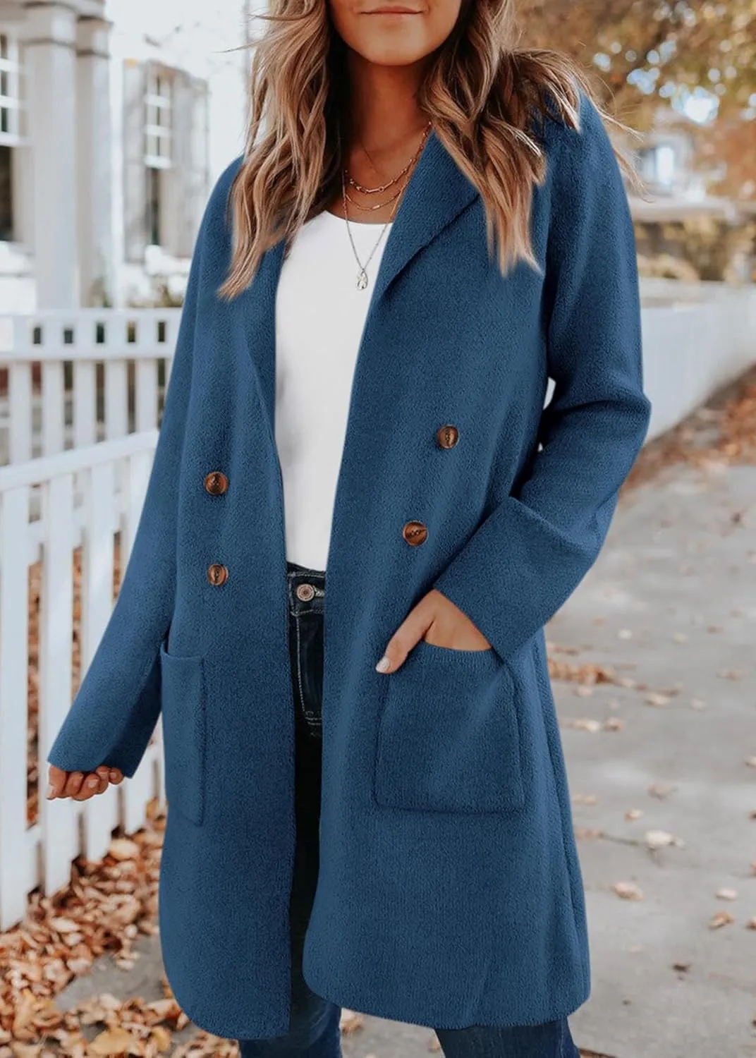 KIRUNDO Cardigan Sweaters for Women 2025 Fall Fashion Open Front Warm Thick Long Winter Coats Jackets Decorative Buttons