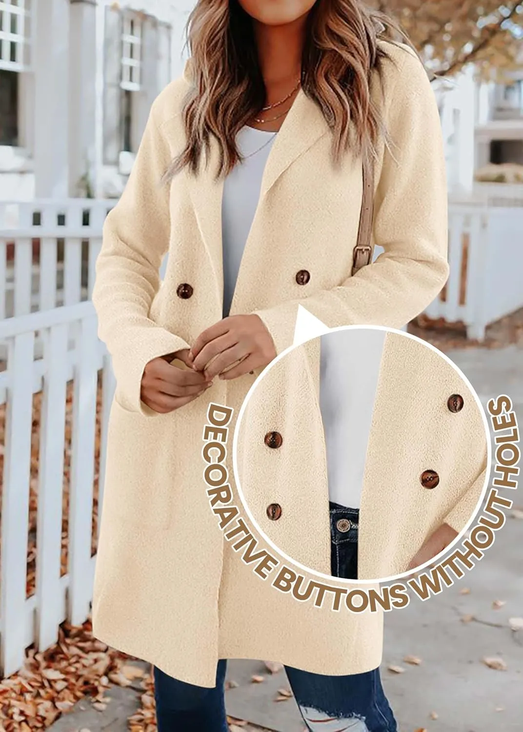 KIRUNDO Cardigan Sweaters for Women 2025 Fall Fashion Open Front Warm Thick Long Winter Coats Jackets Decorative Buttons