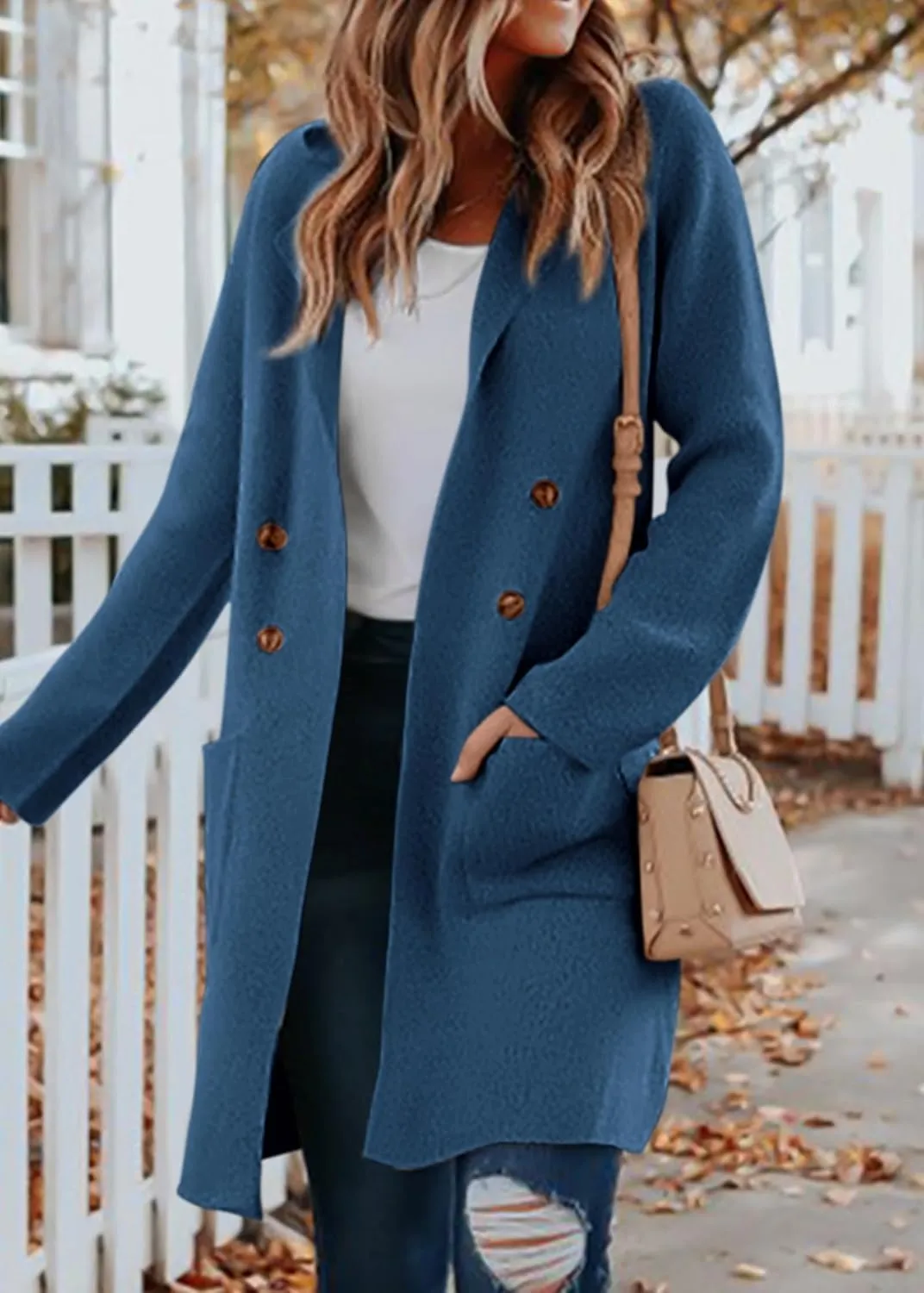 KIRUNDO Cardigan Sweaters for Women 2025 Fall Fashion Open Front Warm Thick Long Winter Coats Jackets Decorative Buttons