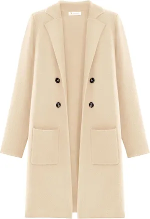 KIRUNDO Cardigan Sweaters for Women 2025 Fall Fashion Open Front Warm Thick Long Winter Coats Jackets Decorative Buttons