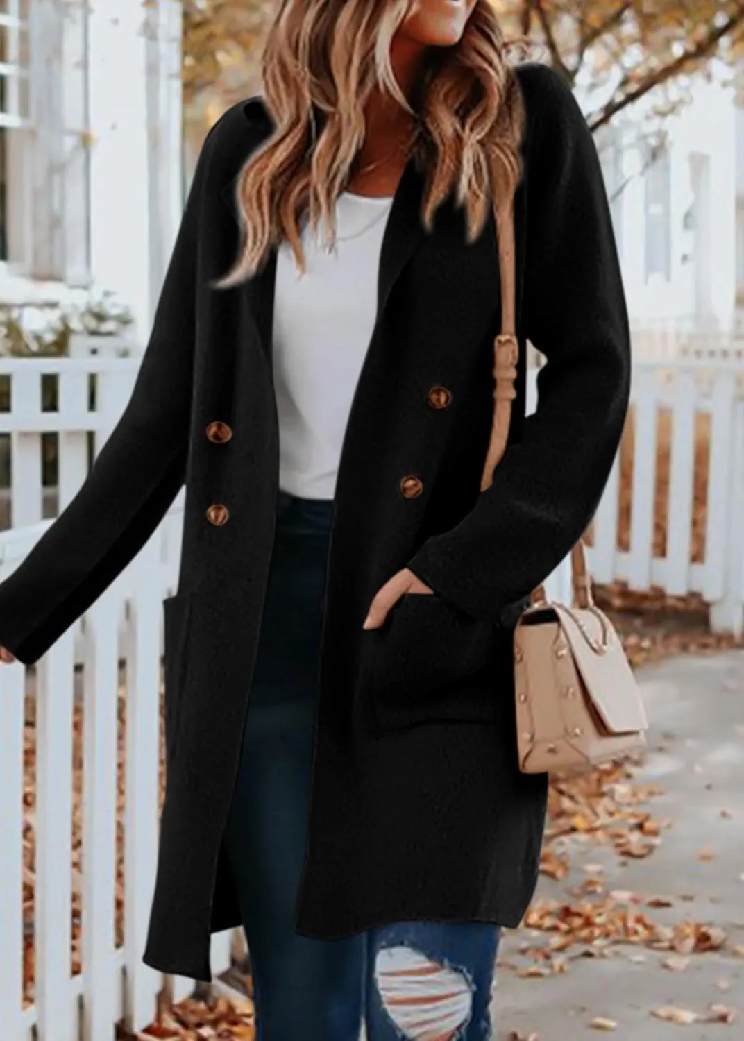 KIRUNDO Cardigan Sweaters for Women 2025 Fall Fashion Open Front Warm Thick Long Winter Coats Jackets Decorative Buttons