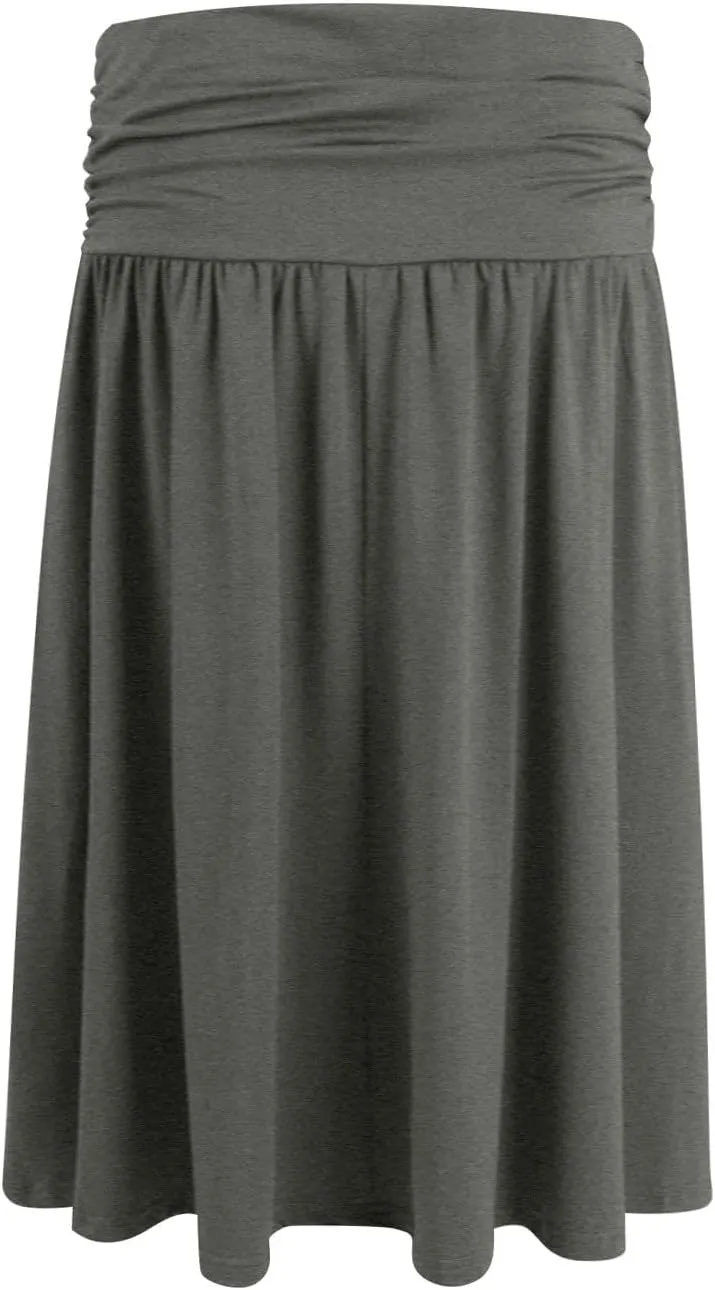 Knee Length Skirts for Women with Pocket Casual Pleated High Waisted Skirts Summer Flare Elegant A Line Beach Midi Skirt