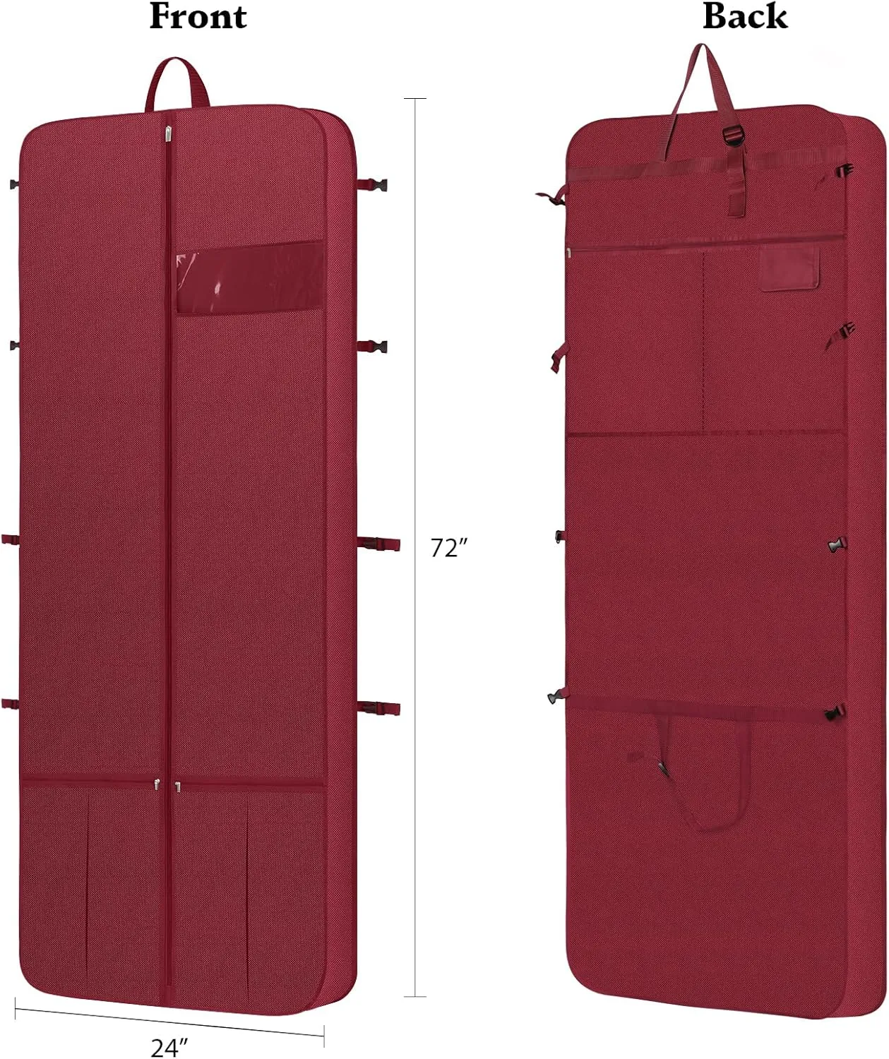 Kntiwiwo Wedding Dress Garment Bag 72" Dress Bags for Gowns Long with Accessories Pockets Bridal Garment Cover with Adjustable Handles for Wedding Dress, Prom Evening Gown