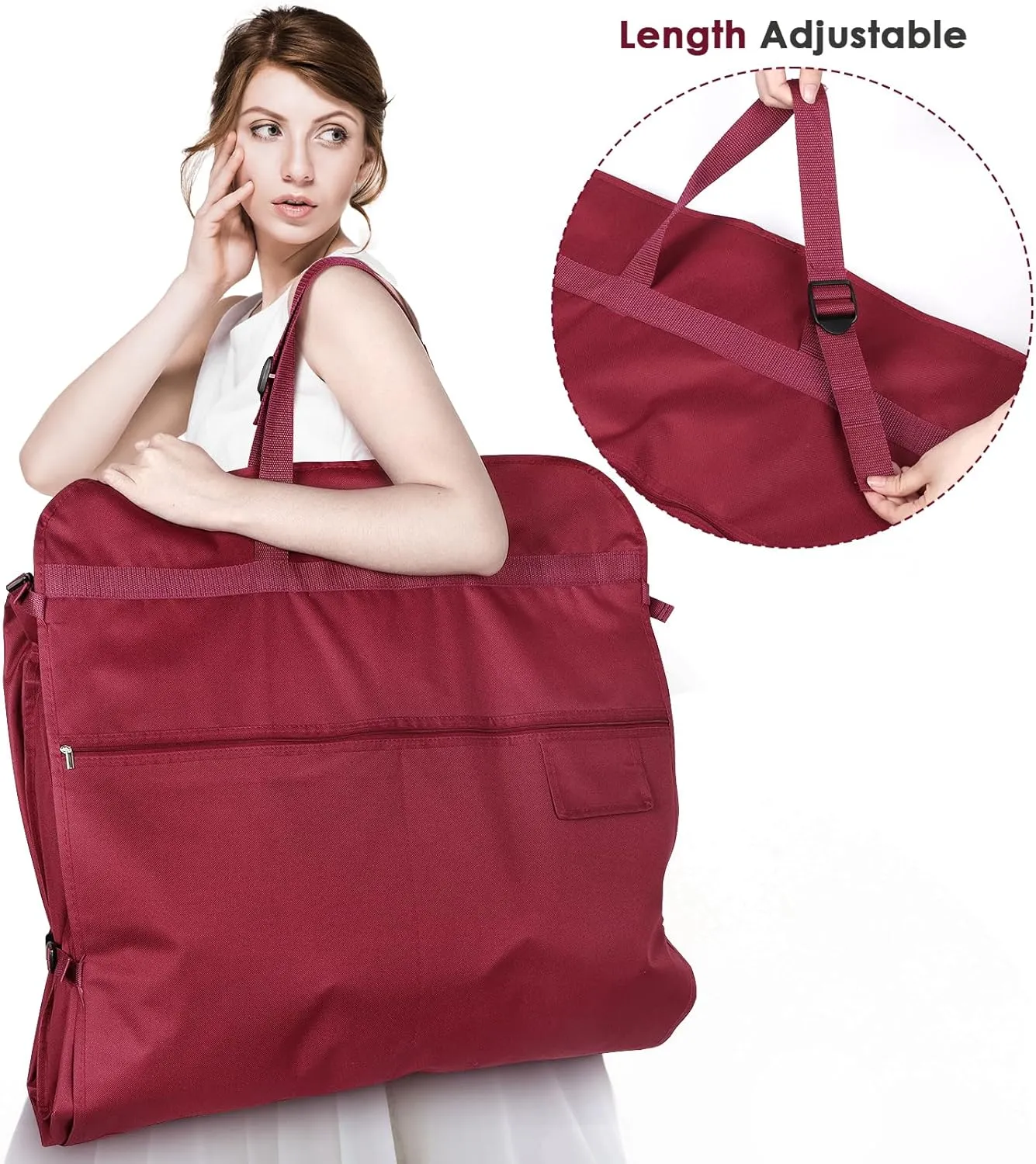 Kntiwiwo Wedding Dress Garment Bag 72" Dress Bags for Gowns Long with Accessories Pockets Bridal Garment Cover with Adjustable Handles for Wedding Dress, Prom Evening Gown