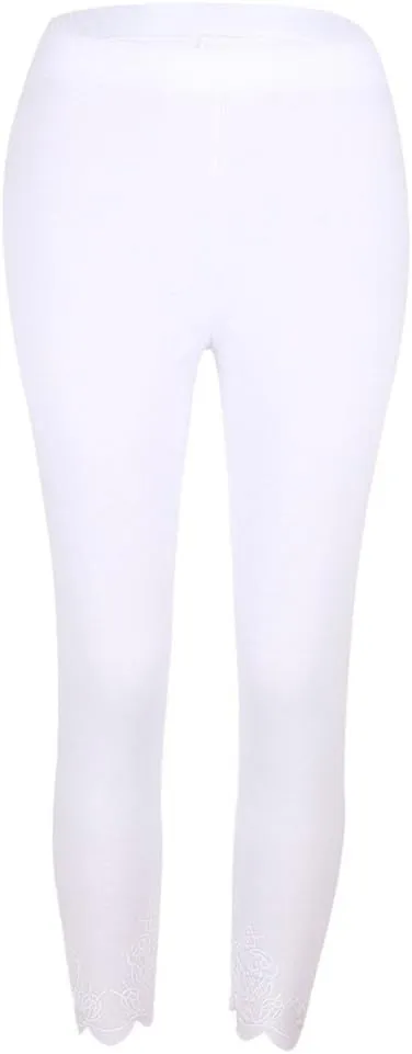 Lace Leggings for Women Capri Jean Leggings High Waisted Yoga Pants Stretch Tights Summer Cropped Trousers Plus Size