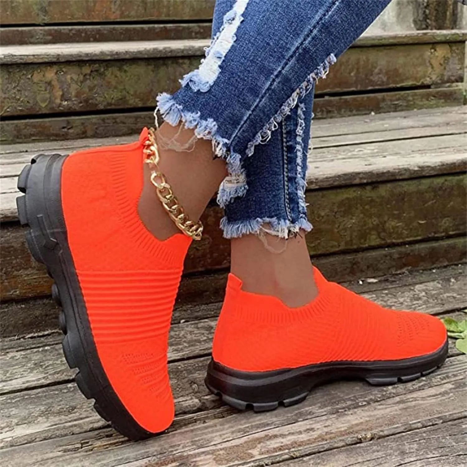 Ladmiple Gym Shoes For Women Workout Memory Foam Slip On Running Shoes Non Slip Walking Tennis Fashion Athletic Sneakers