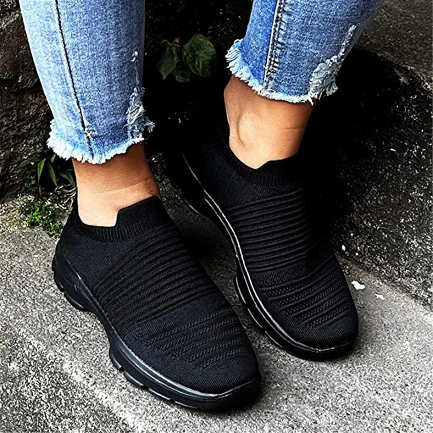 Ladmiple Gym Shoes For Women Workout Memory Foam Walking Shoes Slip on Sock Sneakers Mesh Athletic Running Tennis Shoes