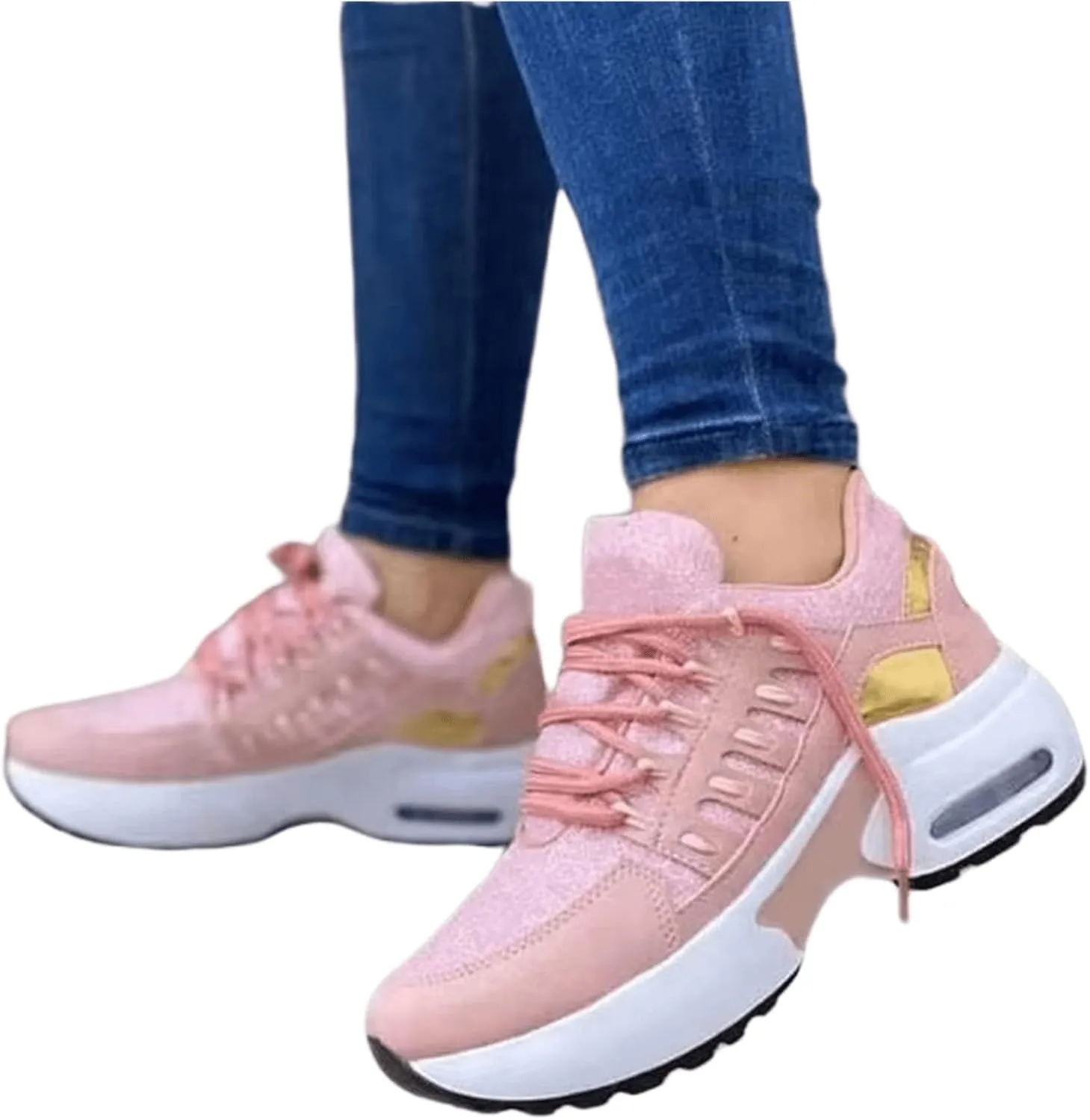 Ladmiple Shoes For Women Sneakers Slip Ons Walking Running Shoes Non Slip Tennis Fashion Sneakers Slip On Platform Shoes