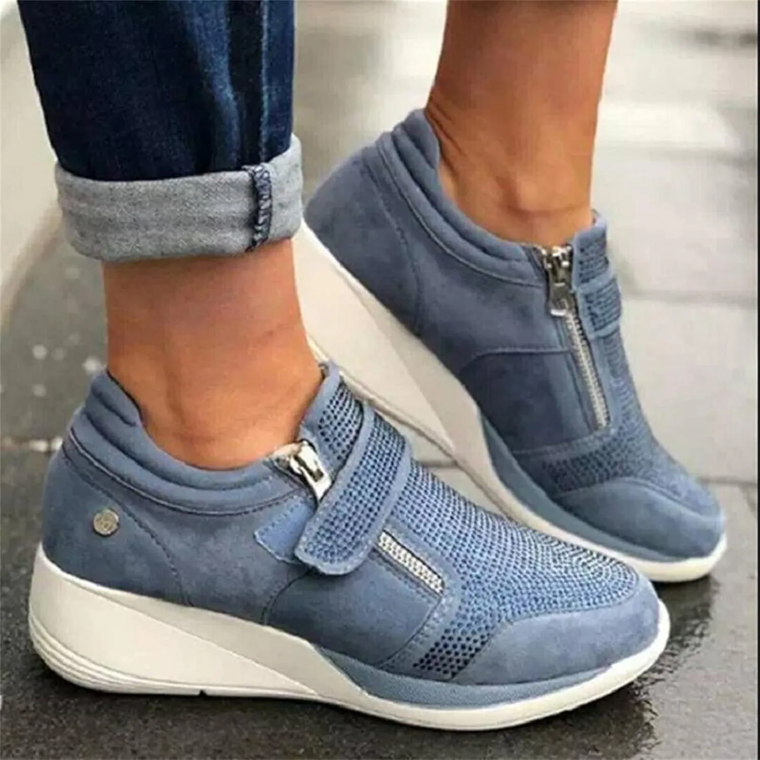 Ladmiple Shoes For Women Sneakers Trendy Slip On Running Shoes Non Slip Walking Shoes Gym Fashion Platform Tennis Shoes