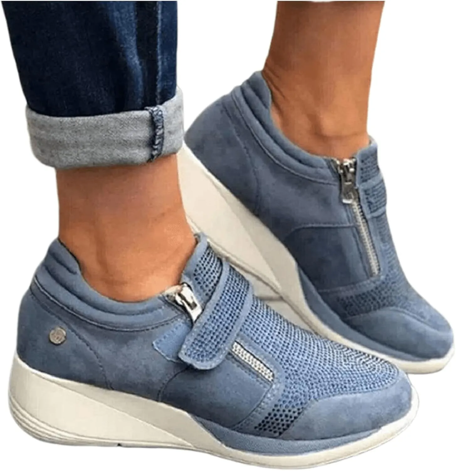 Ladmiple Shoes For Women Sneakers Trendy Slip On Running Shoes Non Slip Walking Shoes Gym Fashion Platform Tennis Shoes