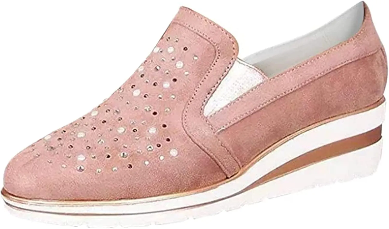 Ladmiple Sneakers For Women Walking Shoes Wide Width Slip On Glitter Shoes Dressy Casual Summer Sparkly Flats Loafers