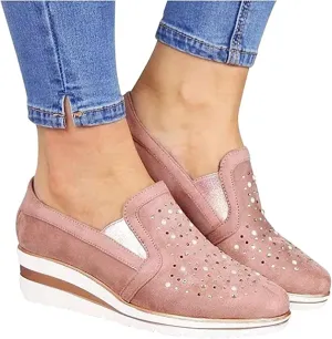 Ladmiple Sneakers For Women Walking Shoes Wide Width Slip On Glitter Shoes Dressy Casual Summer Sparkly Flats Loafers