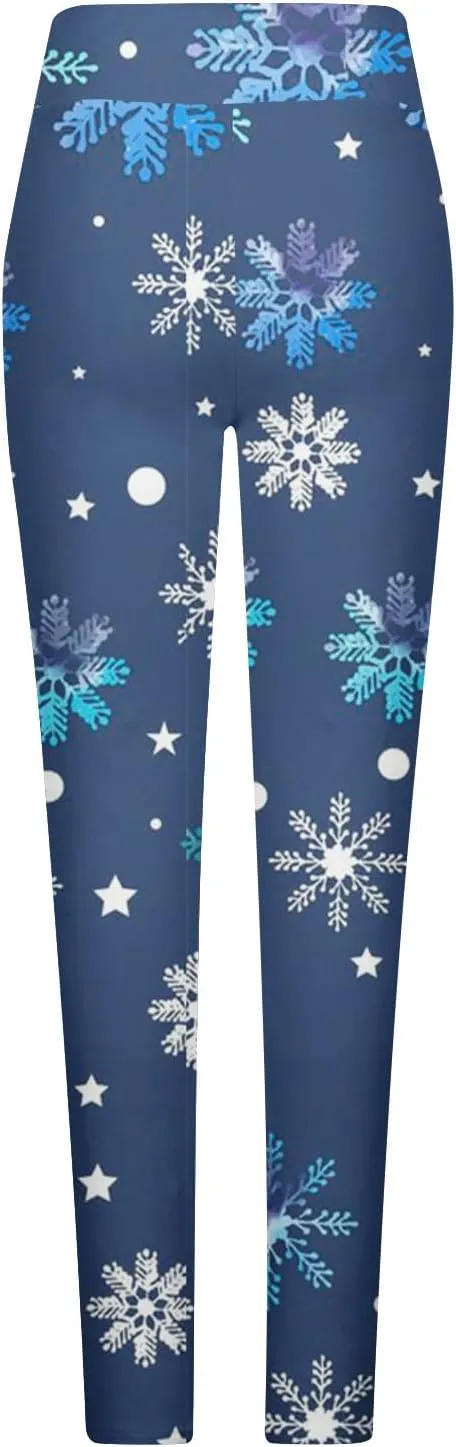 LAWOR Womens Fleece Leggings Denim Printed Casual Boot Leggings Warm High Waisted Fall Winter Pants Trendy Tight Pants
