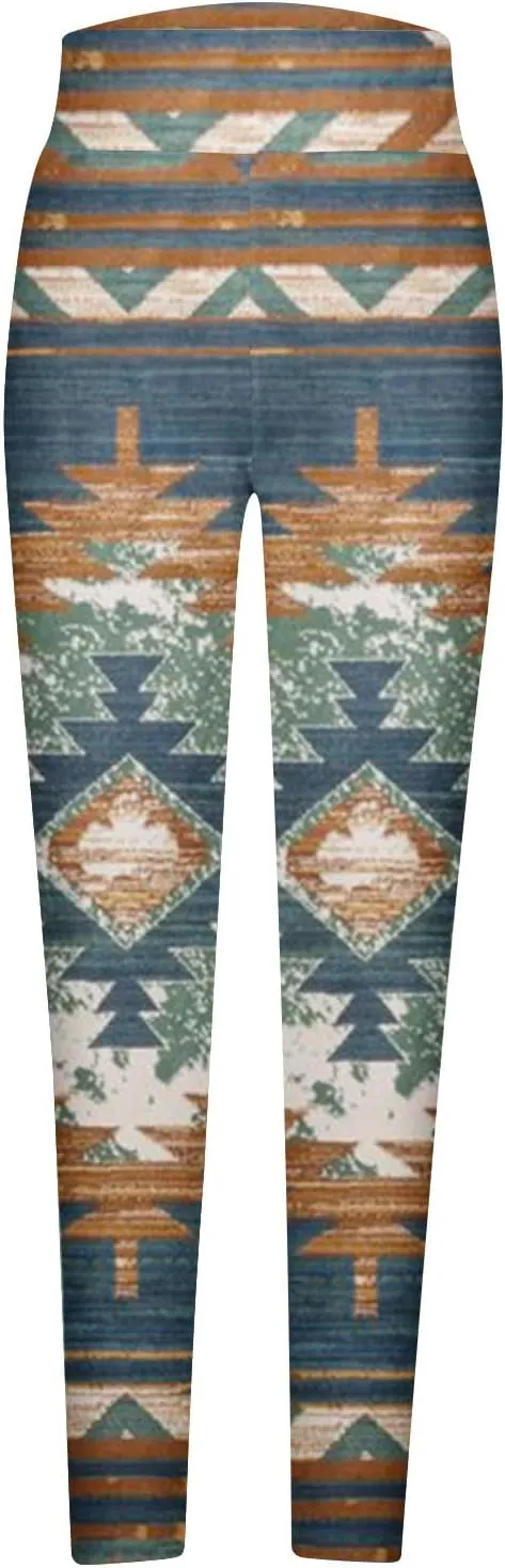 LAWOR Womens Fleece Leggings Denim Printed Casual Boot Leggings Warm High Waisted Fall Winter Pants Trendy Tight Pants