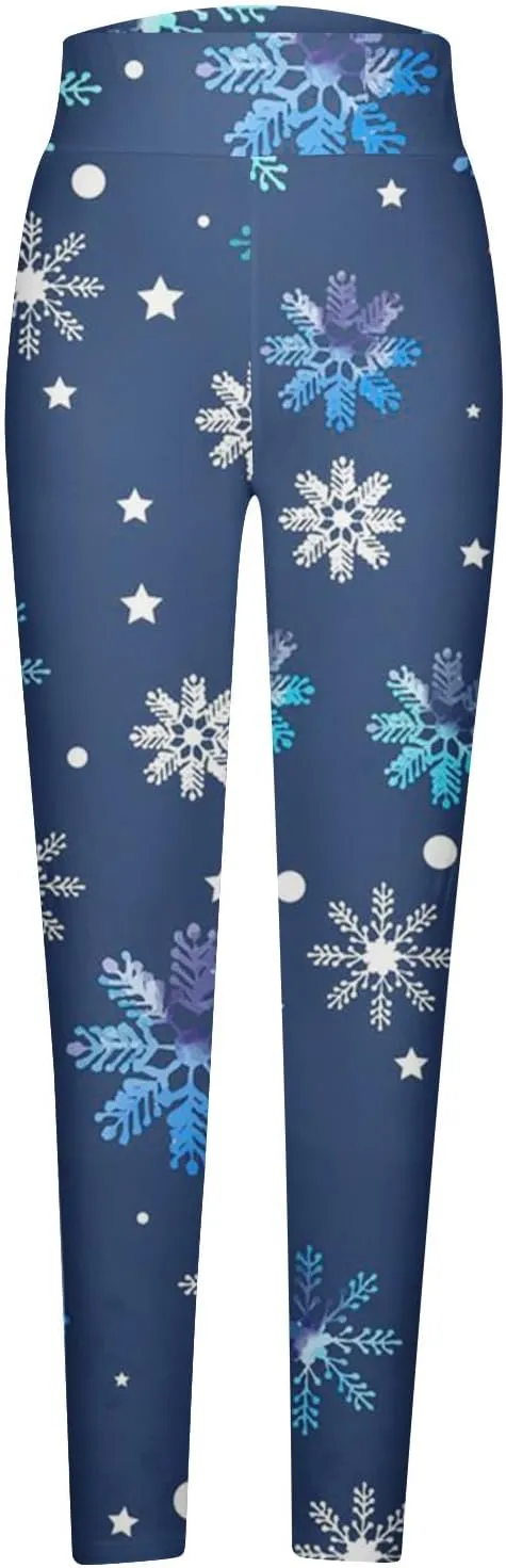 LAWOR Womens Fleece Leggings Denim Printed Casual Boot Leggings Warm High Waisted Fall Winter Pants Trendy Tight Pants