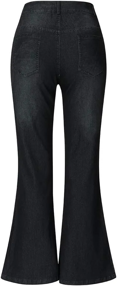 LCMTWX Trendy Jeans for Women 2024 Bib Washed Overalls Rompers Ripped Women's Denim Women's Jeans Flare Stretch