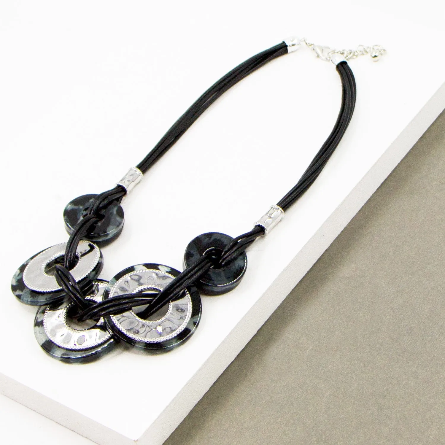 Leopard resin discs statement necklace