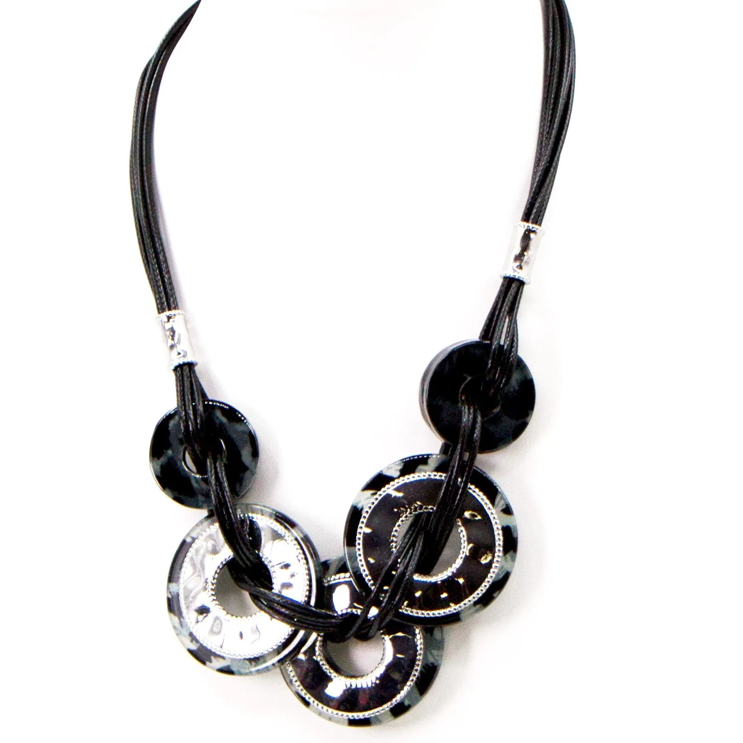 Leopard resin discs statement necklace
