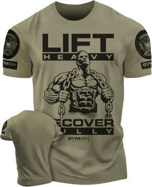 Lift Heavy Recover Fully T-Shirts for Workout, Funny Gym Shirt for Men