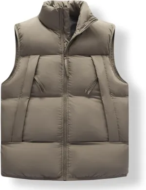 Lightweight Puffer Vest Men Sleeveless Winter Coat Stand Collar Vest Zip Up Down Vest Big and Tall Puffer Vest