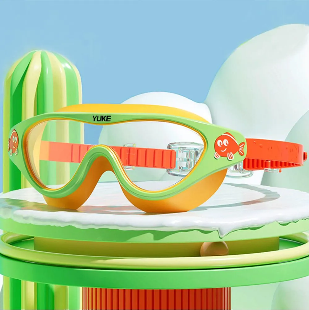 Little Surprise Box , Side Fish Pastel Lemon Green & Yellow Anti Fog UV Protection Leakproof Design Swim Goggles for Kids, 4yrs  - 10yrs