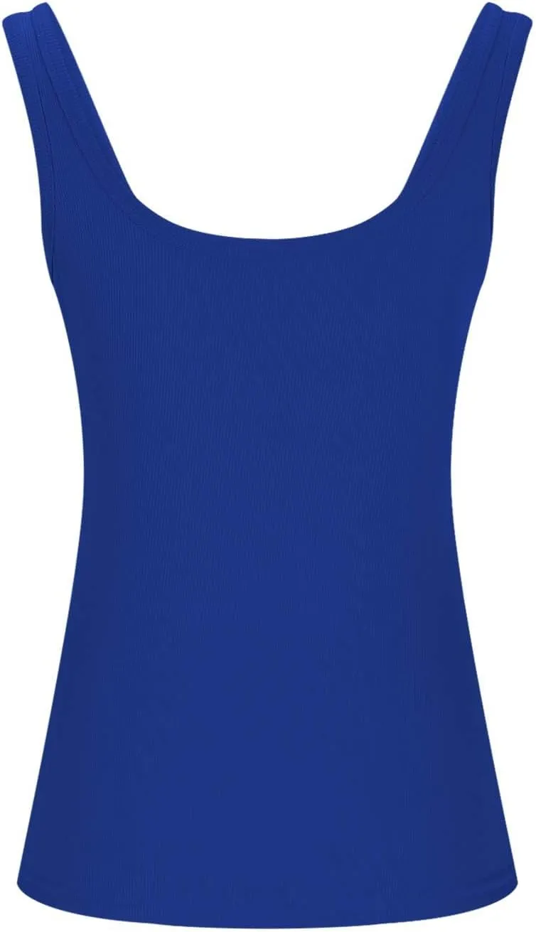Lmdudan Sexy Tank Tops for Women Ribbed Knit Sleeveless U-Neck Summer Workout Tees Fashion Solid Color Slim Fit Cami Shirts