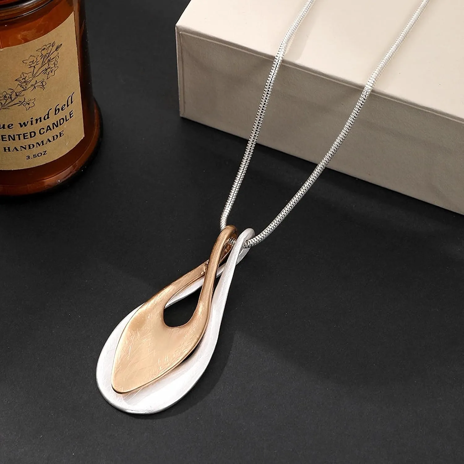 Long Pendant Necklace for Women Boho Bird Teardrop Chunky Sweater Chain Necklace Non-Tarnish Metal Statement Jewelry Y-Necklace