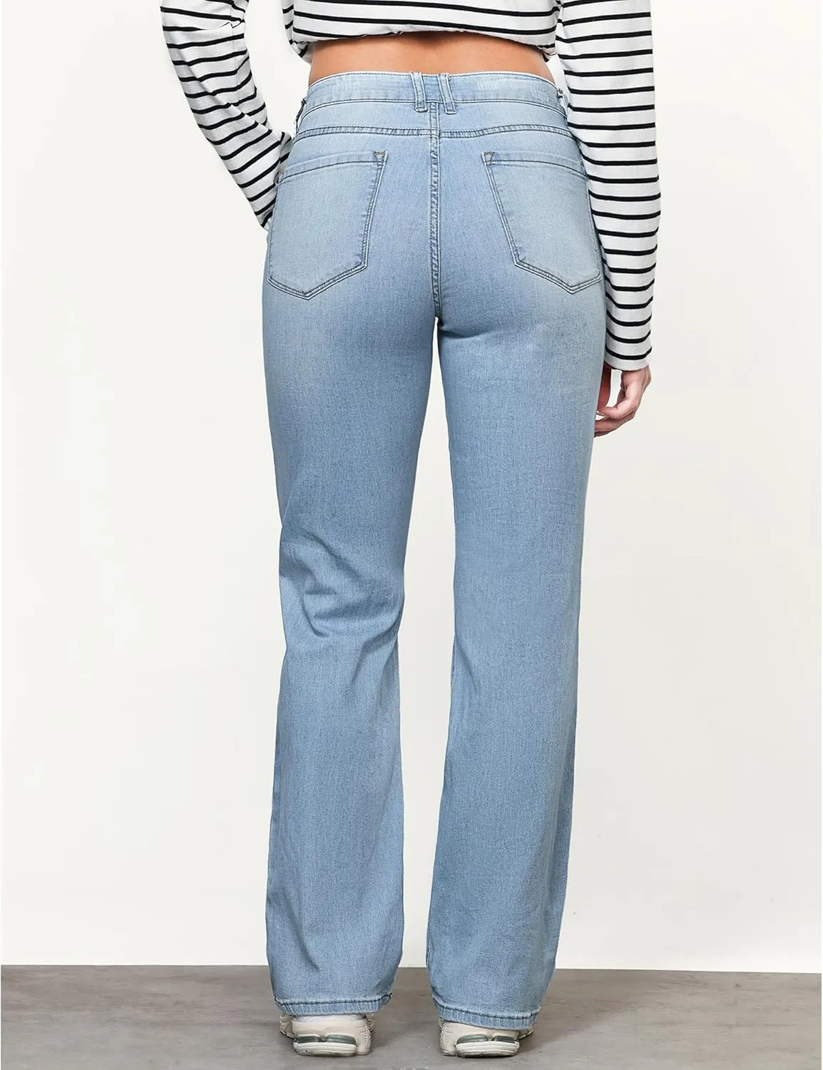 LookbookStore High Waisted Ripped Flare Jeans for Women Distressed Bell Bottom Jeans Wide Leg Pants